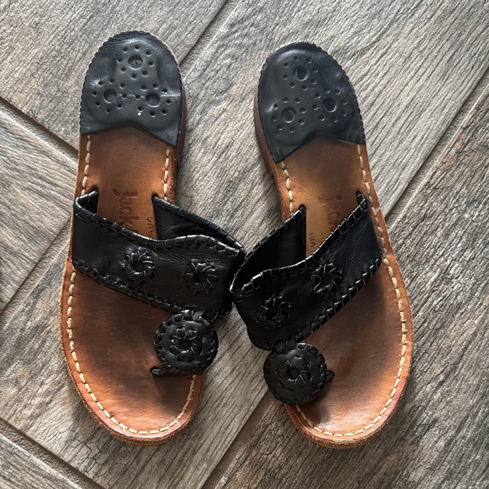 Jack Rogers Black Leather Sandals